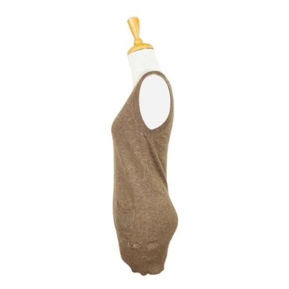 BCBGMAXAZRIA Brown Sleeveless Angora Wool Blend V-Neck Sweater Tunic Top Y2K Sty - Picture 8 of 10